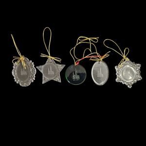 Vintage Glass Cathedral Christmas Ornaments 1701-2001 Set of 5